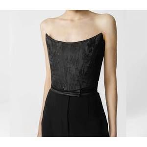 Strapless Black Brocade Corset Top